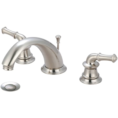 Pioneer Industries Two Handle Widespread Bathroom Faucet, Compression Hose, Nickel, Number of Holes: 3 Hole 3DM200-BN